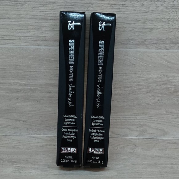 (2) IT Cosmetics Bold Bubbly + Mighty Mauve Superhero No Tug Shadow Stick - Picture 1 of 4